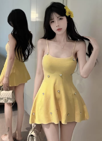 Yellow Short Women's Dress S139