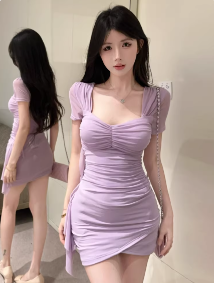 Purple Short Women's Dress  S138