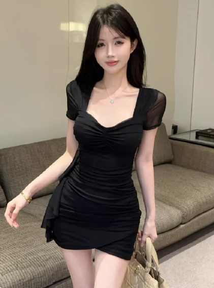 Black Short Women's Dress  S137