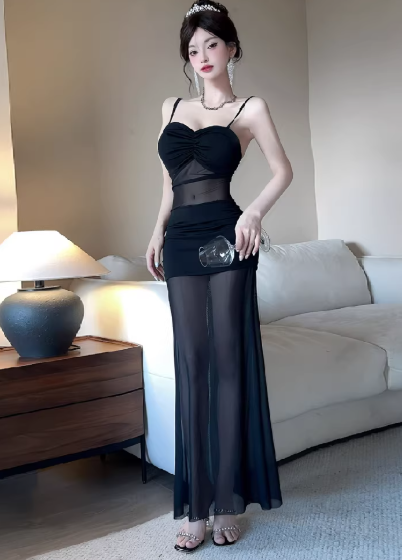 Black Long Women's Dress S121