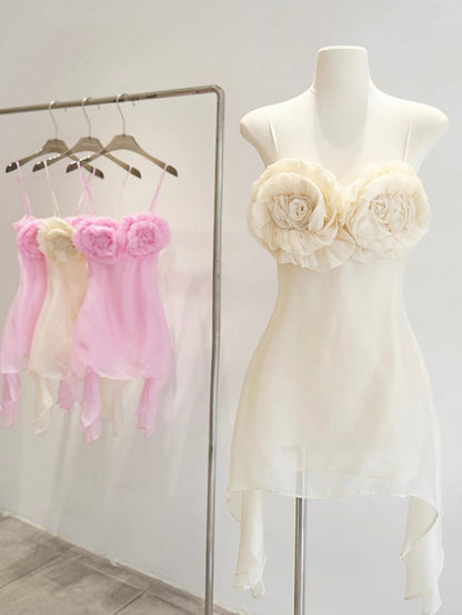 Robe de soirée courte rose à bretelles spaghetti, coupe trapèze, tenue de soirée courte et élégante, tenue de cocktail pour 16 ans, en tulle, Hoco DH2775