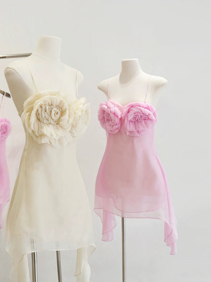 Robe de soirée courte rose à bretelles spaghetti, coupe trapèze, tenue de soirée courte et élégante, tenue de cocktail pour 16 ans, en tulle, Hoco DH2775
