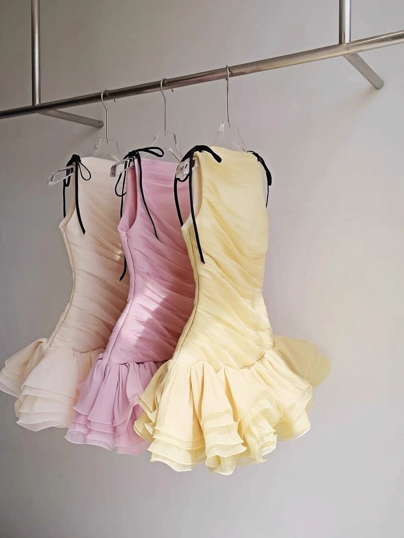 Robe fourreau courte rose à col rond et mini robe de soirée, tenue de soirée courte et élégante, tenue de cocktail pour 16 ans, en tulle, Hoco DH2776