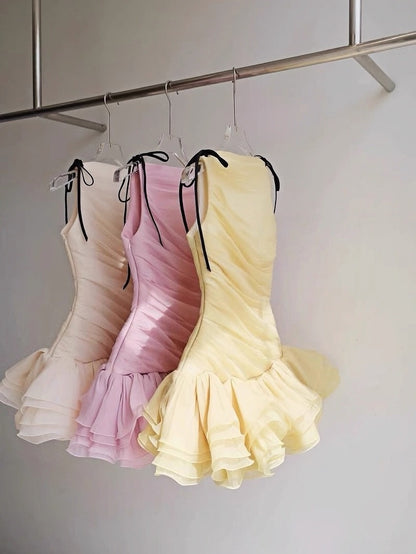 Robe fourreau courte rose à col rond et mini robe de soirée, tenue de soirée courte et élégante, tenue de cocktail pour 16 ans, en tulle, Hoco DH2776