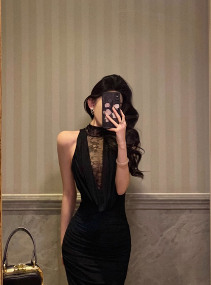 Sexy Mermaid High Neckline Black 18th Birthday Dress Long Party Birthday Outfits For Women For Women DP0178
