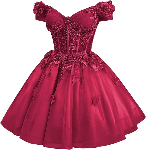 Robe de bal modeste à épaules dénudées en tulle rose blush, robe de soirée formelle, robe de bal de fin d'études, robe courte Hoco DH2596