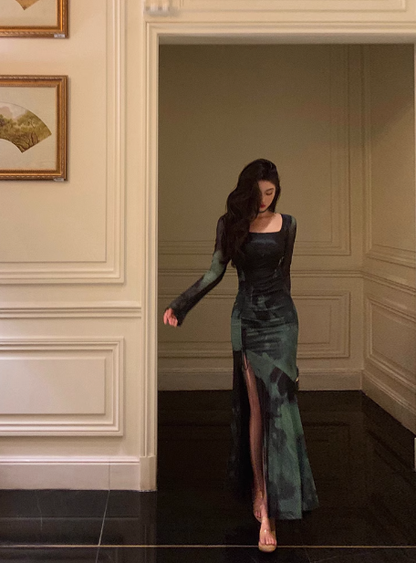 Sexy Sheath Long Sleeves Green 21st Birthday Dress Party Gown Birthday Outfits Birthday Dress Ideas For Women DP1899
