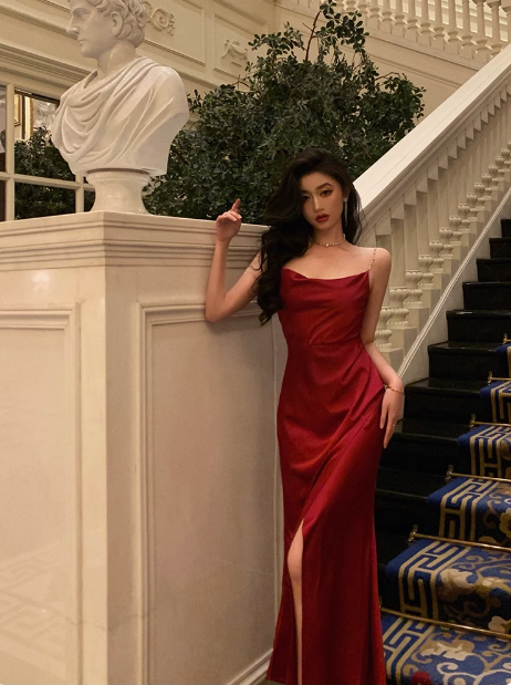 Sexy Mermaid Spaghetti Straps Red 21st Birthday Dress Party Gown Birthday Outfits Birthday Dress Ideas For Women DP2317