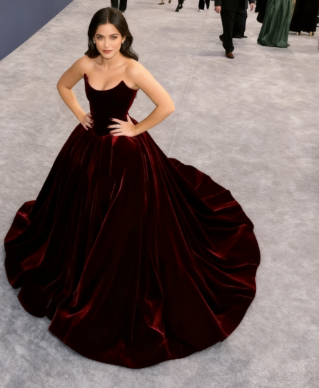 Sexy Ball Gown Strapless Velvet Burgundy Ruffles Long Birthday Dress Birthday Outfits Graduation Dresses D2578