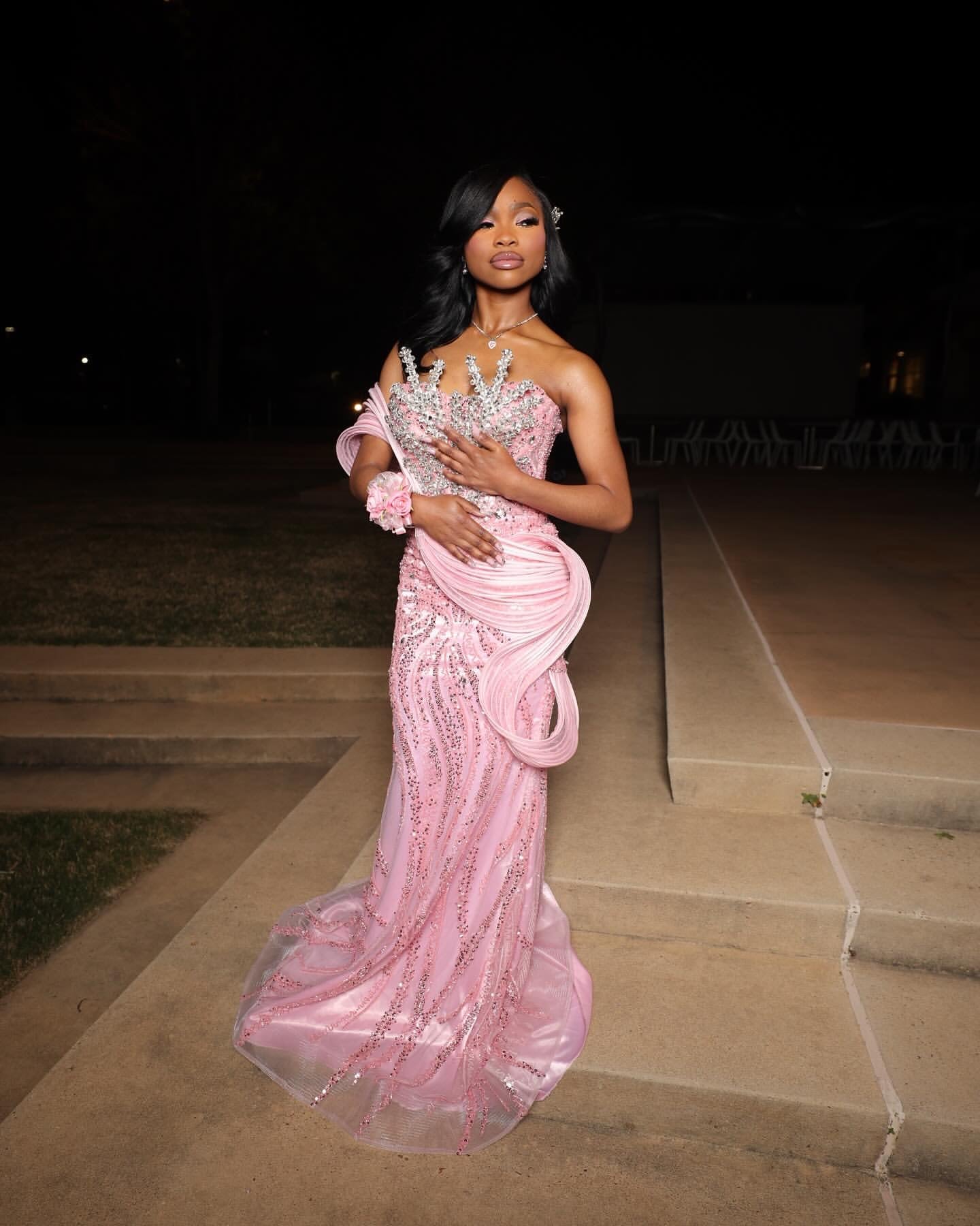 Gorgeous Mermaid Sweetheart Pink Satin Sequin Long Prom Dress Party Dress Graduation Dresses D2599