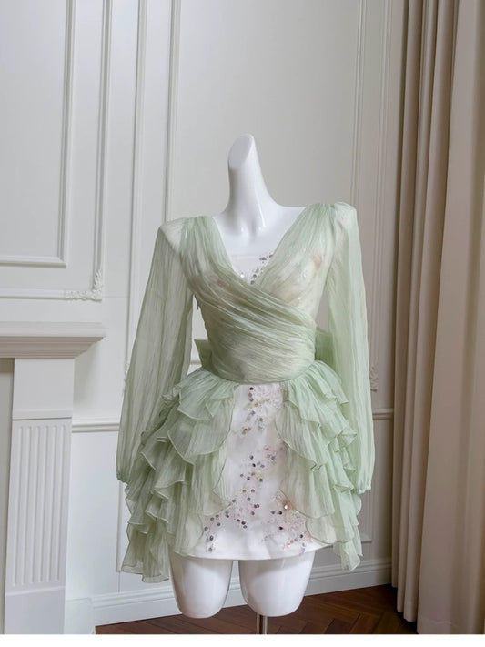 Cute A Line Spaghetti Straps Mint Green Chiffon Formal 8th Grade Homecoming Dresses Summer Middle School Hoco Dress Homecoming Outfits DH102