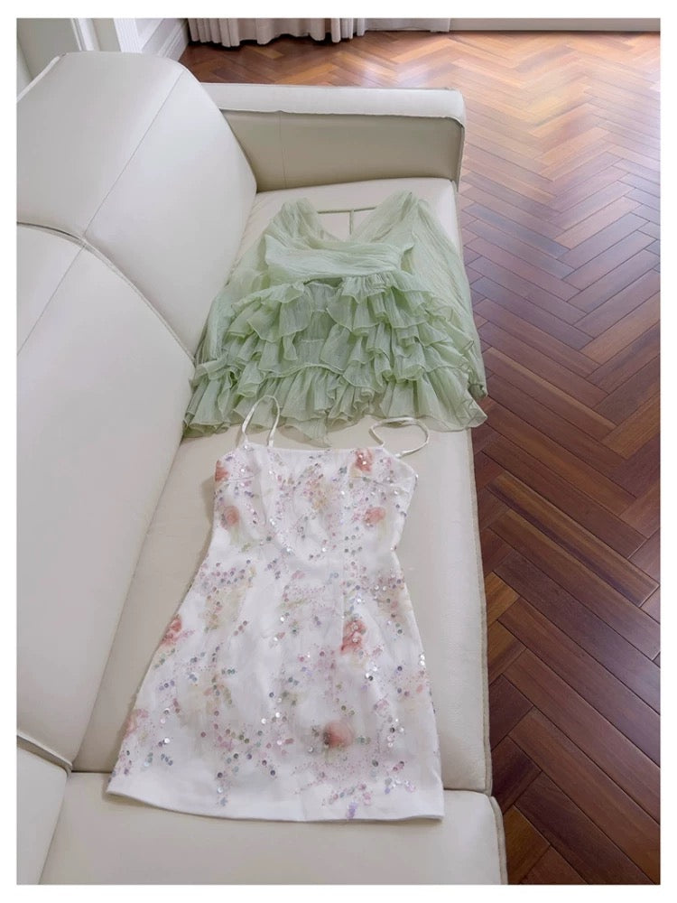 Cute A Line Spaghetti Straps Mint Green Chiffon Formal 8th Grade Homecoming Dresses Summer Middle School Hoco Dress Homecoming Outfits DH102