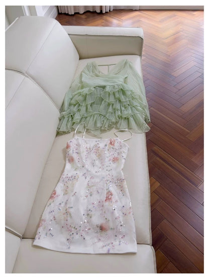 Cute A Line Spaghetti Straps Mint Green Chiffon Formal 8th Grade Homecoming Dresses Summer Middle School Hoco Dress Homecoming Outfits DH102