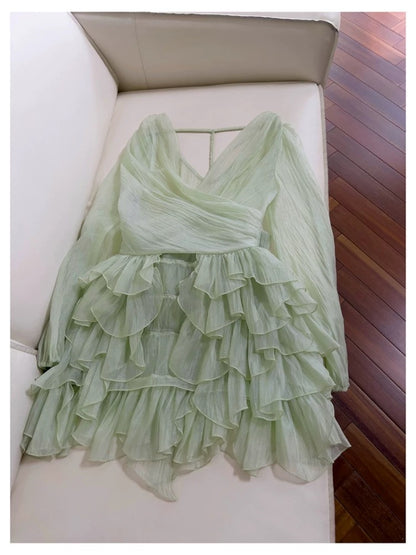 Cute A Line Spaghetti Straps Mint Green Chiffon Formal 8th Grade Homecoming Dresses Summer Middle School Hoco Dress Homecoming Outfits DH102