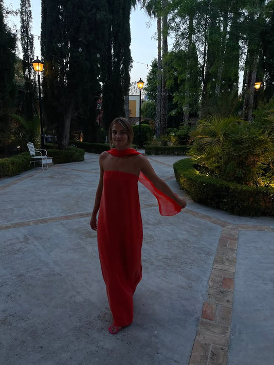 Elegant A Line Strapless Red Chiffon Long Prom Dresses Party Dress Summer 20th Birthday Outfits 18th Birthday Dresses DH1031