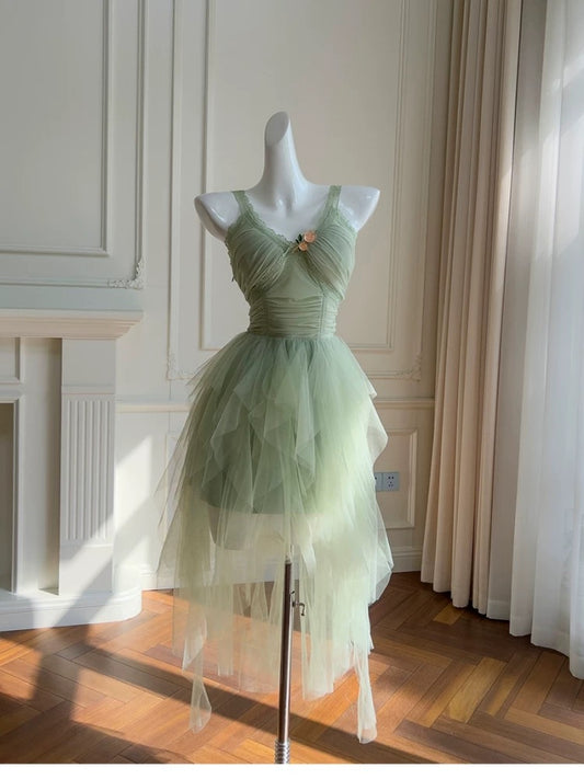 Cute A Line Straps Mint Green Tulle Formal 8th Grade Homecoming Dresses Summer Middle School Hoco Dress Homecoming Outfits DH103