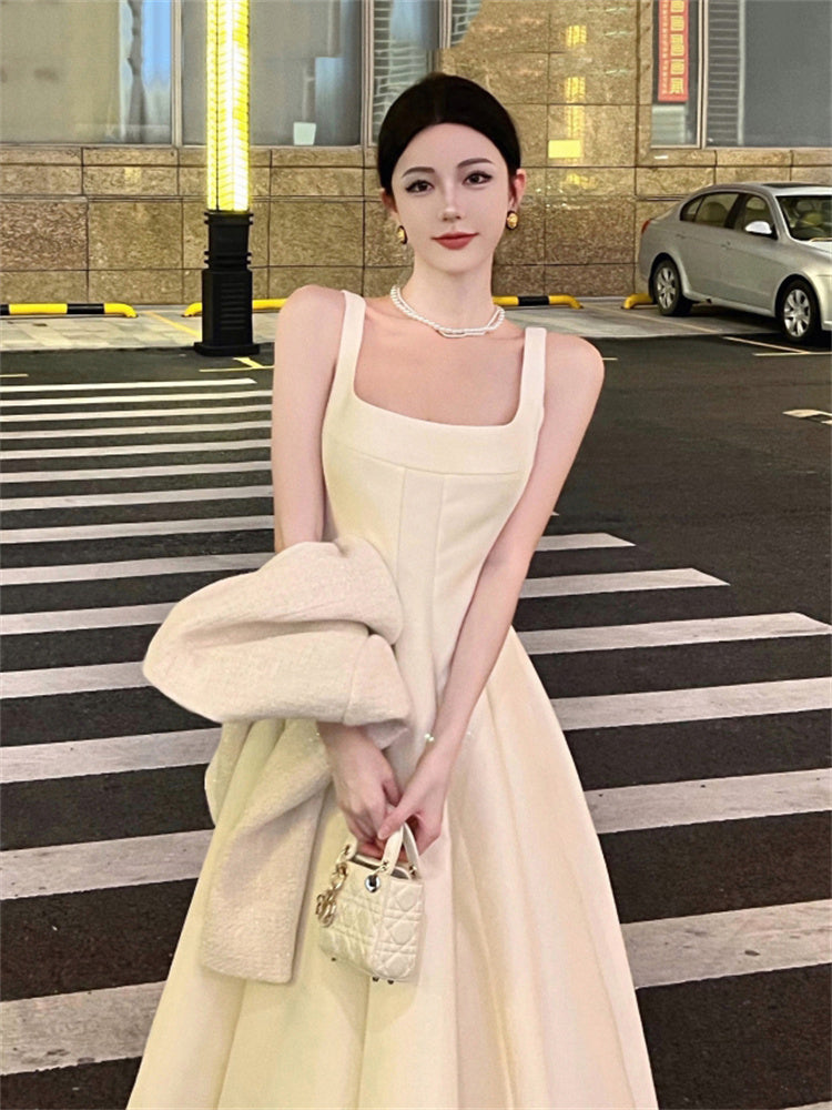 Elegant A Line Square Neck Satin Prom Dresses Party Dress Summer 22th Birthday Outfits 18th Birthday Dresses DH1049