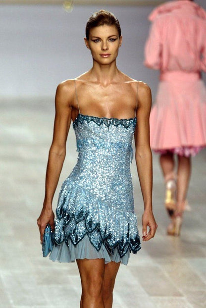 Robe de soirée courte à bretelles spaghetti et paillettes bleues, tenue d'été pour le 20e anniversaire, style collège, DH1084