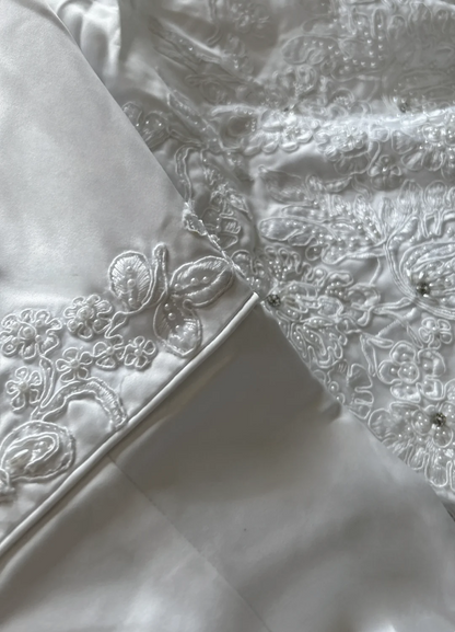 Vintage Bridal Gown A line Off The Shoulder Pearls Long White 70s Wedding Dresses Elegant Bridal Gowns DH1113