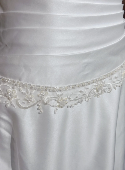 Vintage Bridal Gown A line Square Neck White Short Sleeves Satin 60s Wedding Dresses Timeless Brides Bridal Gowns DH1143