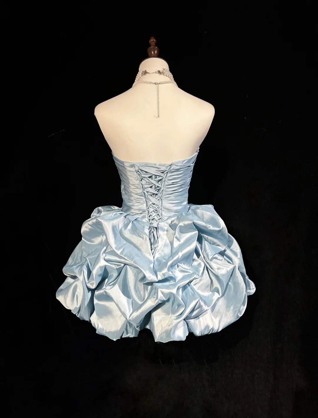 Vintage Ball Gown Sweetheart Taffeta Light Sky Blue Sleeveless Mini Short Formal 8th Grade Homecoming Dresses Summer Middle School Hoco Dress Homecoming Outfits DH1158