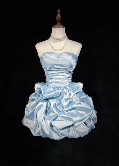Vintage Ball Gown Sweetheart Taffeta Light Sky Blue Sleeveless Mini Short Formal 8th Grade Homecoming Dresses Summer Middle School Hoco Dress Homecoming Outfits DH1158