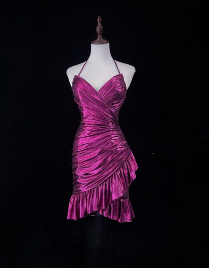 Vintage Sheath Halter Satin Mini Short Formal 8th Grade Homecoming Dresses Summer Middle School Hoco Dress Homecoming Outfits DH1162
