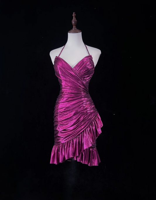 Vintage Sheath Halter Satin Mini Short Formal 8th Grade Homecoming Dresses Summer Middle School Hoco Dress Homecoming Outfits DH1162