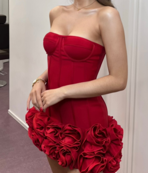 Sexy Sheath Strapless Red Satin Mini Short Formal 8th Grade Homecoming Dresses Summer Middle School Hoco Dress 18th Birthday Outfits DH1172