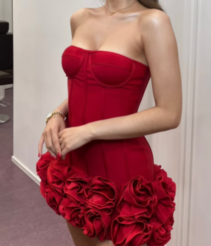 Sexy Sheath Strapless Red Satin Mini Short Formal 8th Grade Homecoming Dresses Summer Middle School Hoco Dress 18th Birthday Outfits DH1172