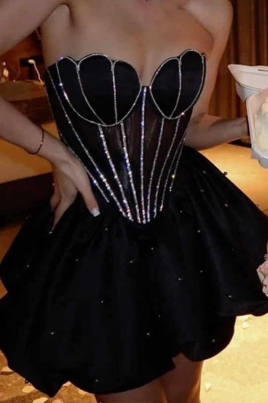 Cute A line Sweetheart Formal 8th Grade Homecoming Dresses Short Summer Middle School Hoco Dress Black Homecoming Outfits DH12