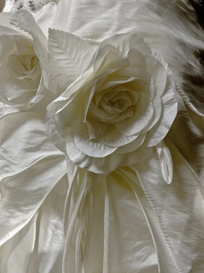 Robe de mariée classique trapèze en satin blanc, décolleté en cœur, longue, style années 70, robe de mariée vintage, DH1257