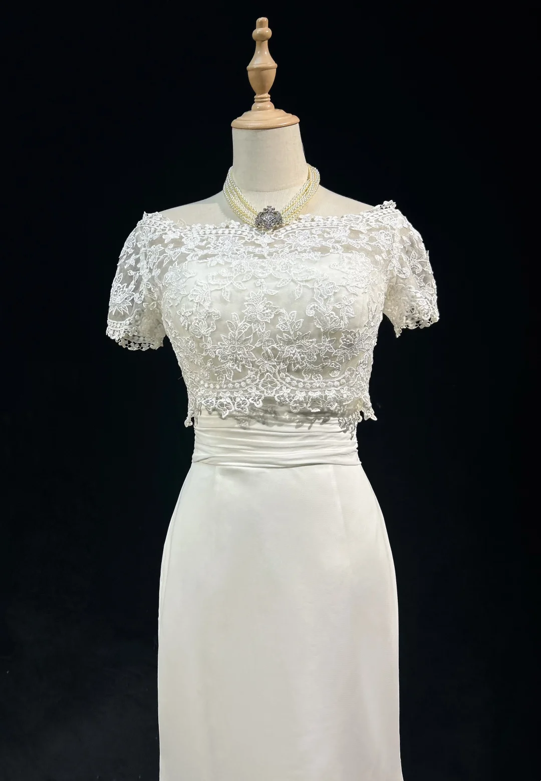 Robe de mariée unique, style sirène, bustier, en mousseline de soie, manches courtes, veste en dentelle blanche, style vintage des années 80, DH1265