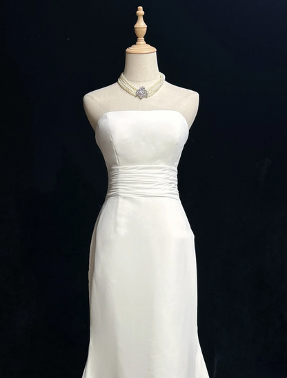 Robe de mariée unique, style sirène, bustier, en mousseline de soie, manches courtes, veste en dentelle blanche, style vintage des années 80, DH1265