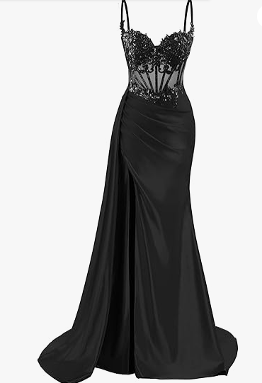 Elegant Mermaid Spaghetti Straps Pink Slit Satin Long Prom Dresses Party Dress Summer 20th Birthday Outfits 18th Birthday Dresses DH1280