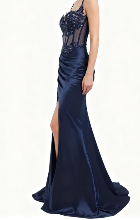 Elegant Mermaid Spaghetti Straps Pink Slit Satin Long Prom Dresses Party Dress Summer 20th Birthday Outfits 18th Birthday Dresses DH1280