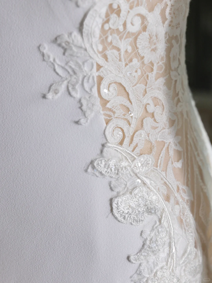 Simple Mermaid Square Neck Long Sleeves Satin Wedding Dress With Lace Wedding Dresses Modest Wedding Gowns Brides Dress DH1298