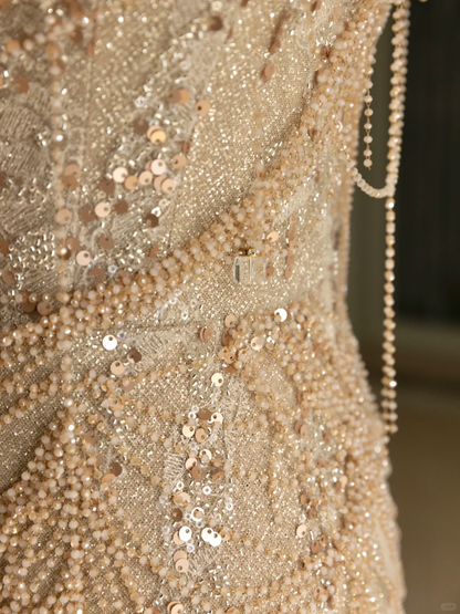 Sexy Mermaid Strapless Gold Sequin Long Prom Dresses Party Dress 20th Birthday Outfits Graduation Dresses DH1300