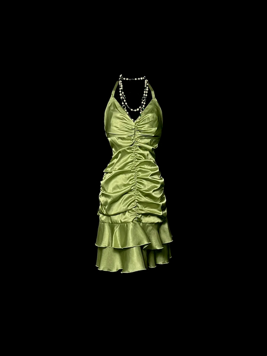 Unique Sheath Halter Sleeveless Short Mini Green Formal 7th Grade Homecoming Dresses Middle School Prom Dress Hoco Outfits DH1327