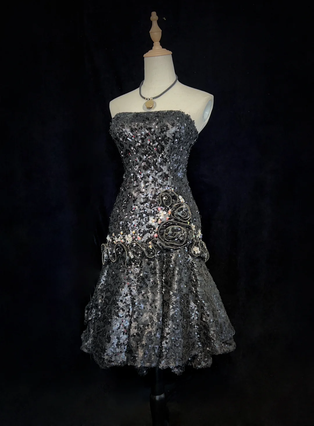 Unique Mermaid Strapless Sleeveless Sequin Silver Gray Formal 7th Grade Homecoming Dresses Middle School Prom Dress Hoco Outfits DH1338