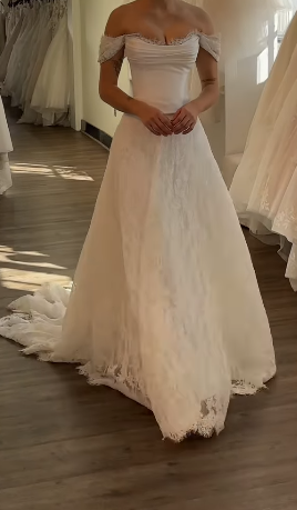 Princess Bridal Dress Mermaid Off The Shoulder Lace Wedding Dress With Short Sleeves Wedding Dresses Modest Wedding Gowns DH1427