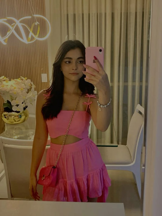 Cute A line Spaghetti Straps Pink Short Satin Formal 8th Grade Homecoming Dresses Summer Middle School Hoco Dress Homecoming Outfits DH143