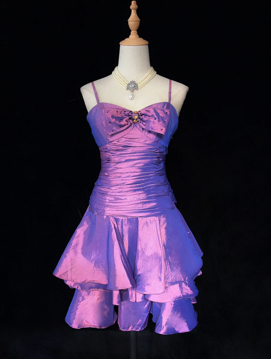 Trendy A Line Spaghetti Straps Grape Mini Short Formal 8th Grade Homecoming Dresses Middle School Short Prom Dress Hoco Outfits DH1433