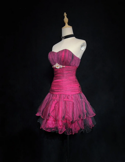 Unique Ball Gown Spaghetti Straps Pink Tulle Short Mini Formal 7th Grade Homecoming Dresses Middle School Short Cocktail Night Dress Hoco Outfits DH1443