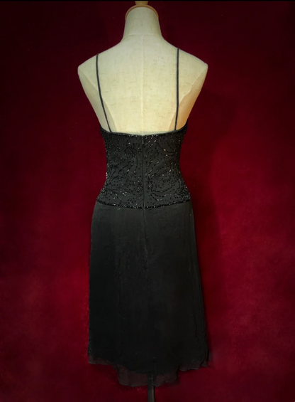 Unique A Line Spaghetti Straps Black Chiffon Short Mini Formal 7th Grade Homecoming Dresses Middle School Short Cocktail Night Dress Hoco Outfits DH1444