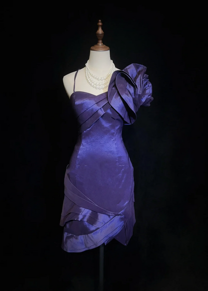 Trendy Sheath Spaghetti Straps Grape Mini Short Formal 8th Grade Homecoming Dresses Middle School Cocktail Dress Hoco Outfits DH1448