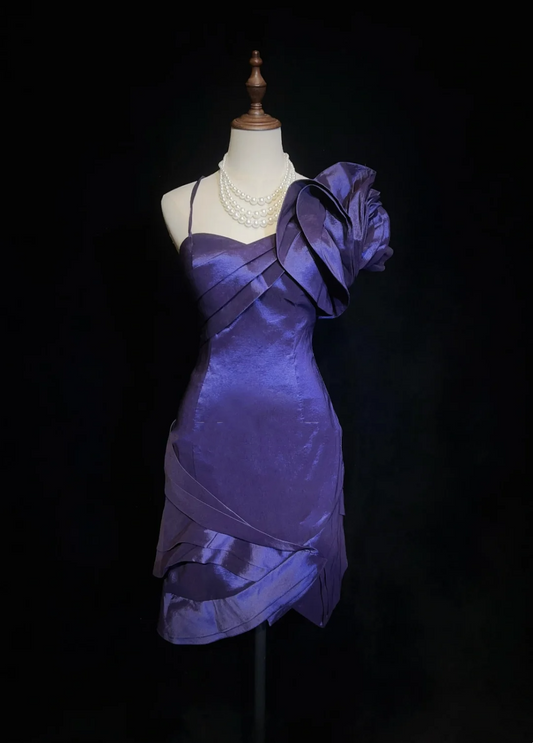 Trendy Sheath Spaghetti Straps Grape Mini Short Formal 8th Grade Homecoming Dresses Middle School Cocktail Dress Hoco Outfits DH1448