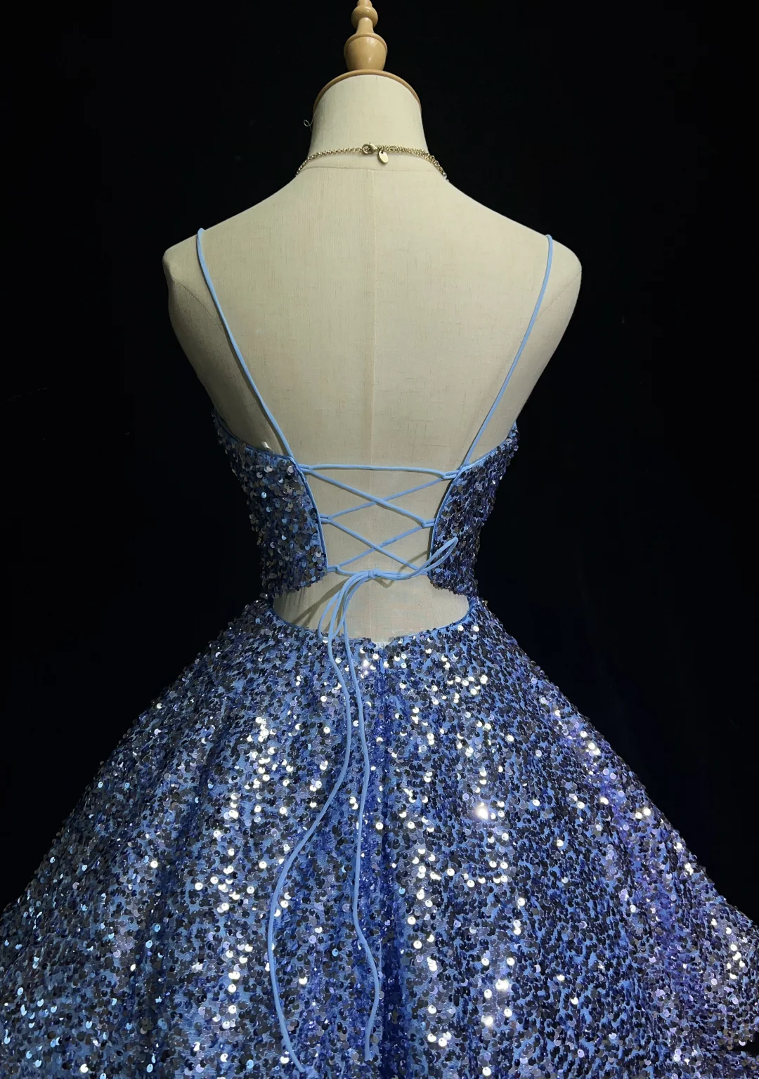 Cute Ball Gown Spaghetti Straps Blue Sequin Short Mini Formal 8th Grade Homecoming Dresses Middle School Cocktail Night Dress Hoco Outfits DH1452