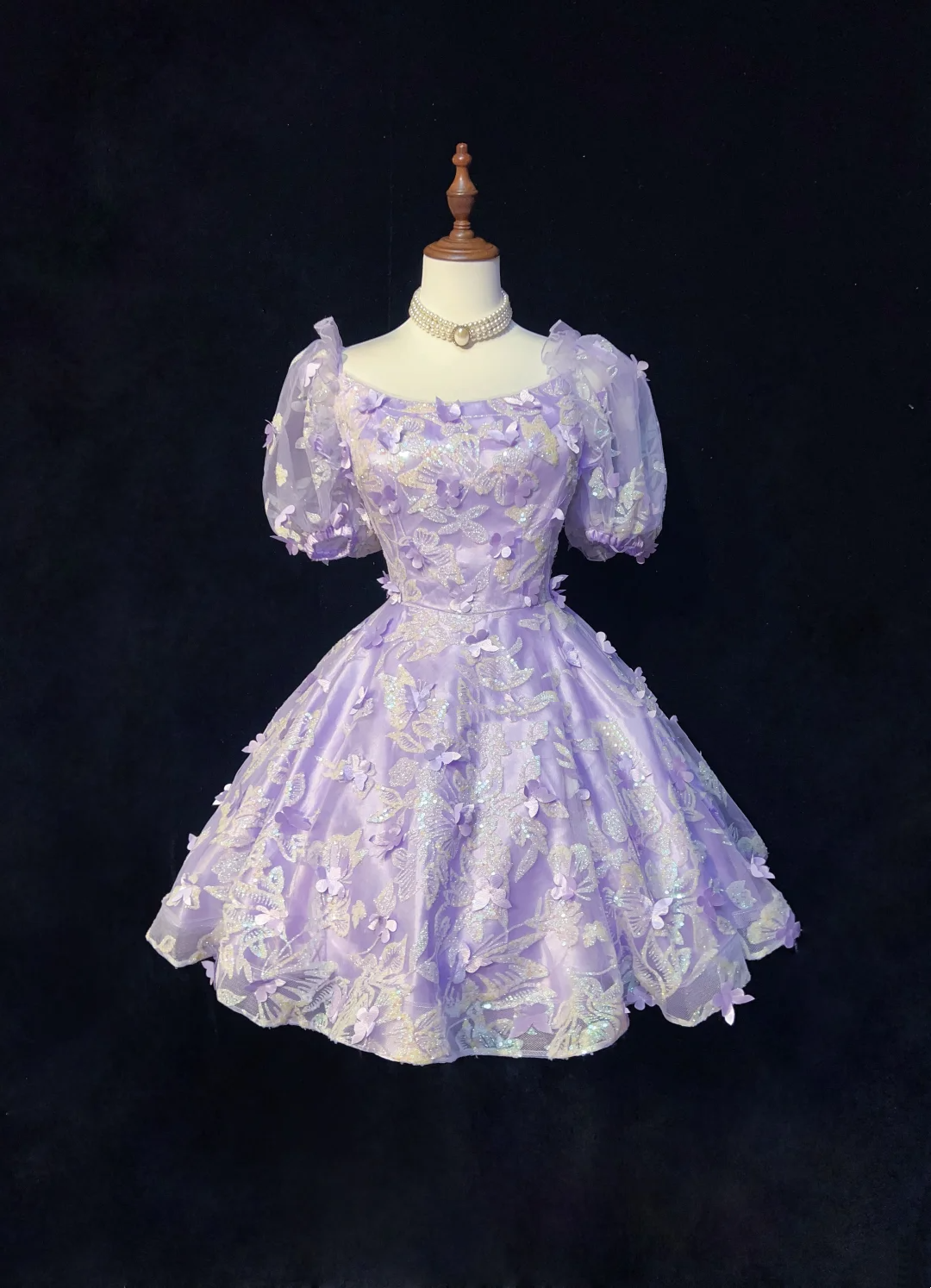 Sexy Ball Gown Square Neck Short Sleeves Lilac Tulle Short Mini Formal 7th Grade Homecoming Dresses Middle School Cocktail Night Dress Hoco Outfits DH1554