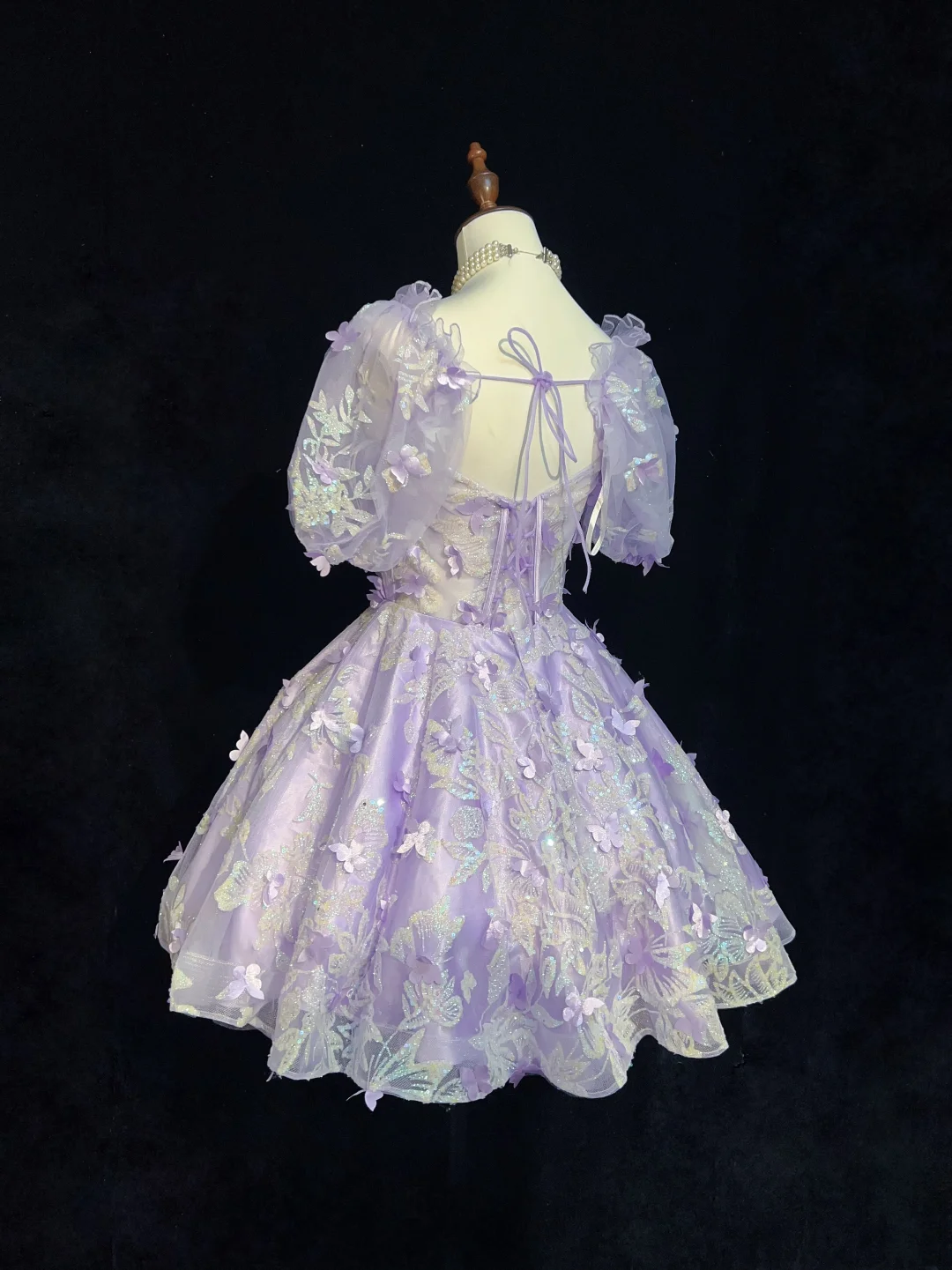 Sexy Ball Gown Square Neck Short Sleeves Lilac Tulle Short Mini Formal 7th Grade Homecoming Dresses Middle School Cocktail Night Dress Hoco Outfits DH1554